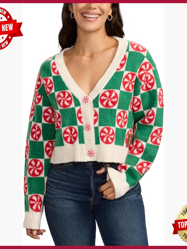 Women's Knit Cropped Holiday Pullover - Festive Ugly Christmas Sweater